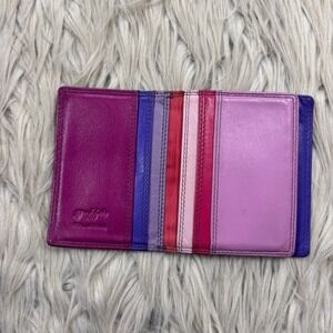 Graffiti Leather Bi-Fold Card Wallet Colorblock Black Purple Pink Dopamine Artsy